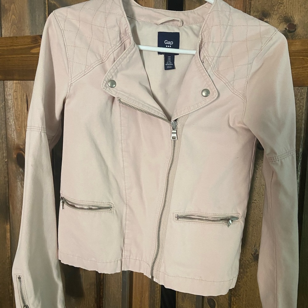 Light pink cotton moto jacket from Gap, size 0
